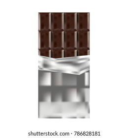 Chocolate bar in foil realistic vector.