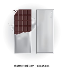 Chocolate Bar with Foil Wrap Vector Illustration