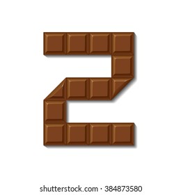 Chocolate bar font isolated on white background with shadow. Letter Z.