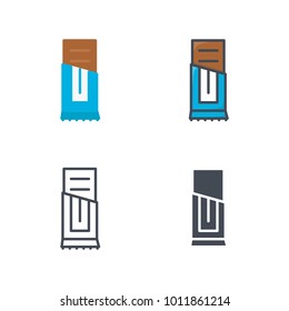 Chocolate bar food flat line icon