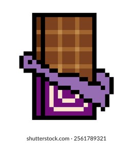  Chocolate bar food in pixel art style