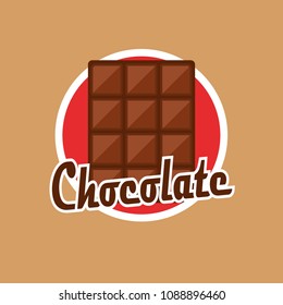 A chocolate bar in a frame can be used as a logo. Vector illustration. Flat design.