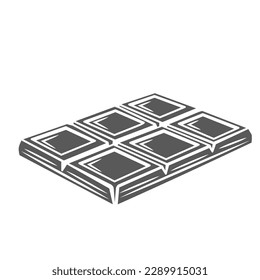 Chocolate bar glyph icon vector illustration. Stamp of dark or milk cacao chunk, piece of chocolate block with cubes of square shape for cooking and eating, yummy unhealthy confectionery product
