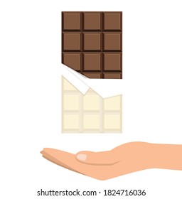 chocolate bar with hand minimal flat 
