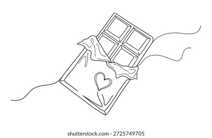 Barra de chocolate con un corazón dibujado su envoltura una ilustración gráfica dulce diseño de arte