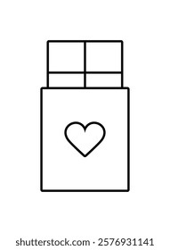 Chocolate Bar with Heart Icon Illustration