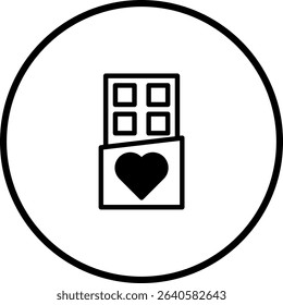 Chocolate Bar with Heart Icon: Sweet Treat Symbol for Valentine's Day Theme