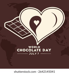 A chocolate bar with a heart, symbolizing love and sweetness for World Chocolate Day. Perfect for romantic-themed designs.