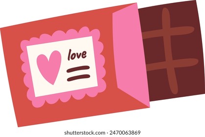 Chocolate Bar With Heart Vector Illustration