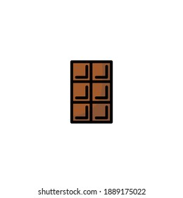 Chocolate bar icon. Bakery icon. Simple, outline, black, flat, color.