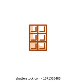 Chocolate bar icon. Bakery icon. Simple, flat, outline, brown, two tones, color.