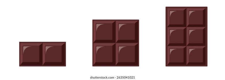 Chocolate bar icon. The chocolate bar was bitten into pieces. Vector illustration