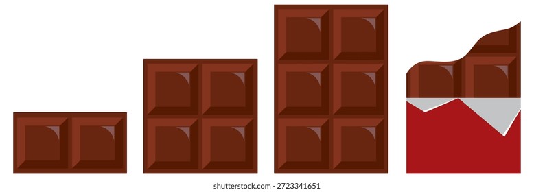 Icono de barra de chocolate. La barra de chocolate fue mordida en trozos. Ilustración vectorial
