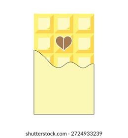 Chocolate bar icon. The chocolate bar was bitten into pieces. Vector illustration of a single chocolate bar for a Valentine's gift eps 10