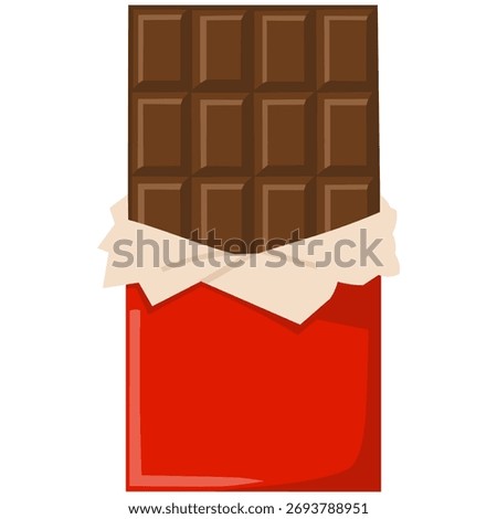 Chocolate bar icon. The chocolate bar was bitten into pieces. Vector illustration of a single chocolate bar for a Valentine's gift.