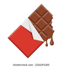 Chocolate bar icon. Chocolate bar bitten with pieces. Vector illustration. Eps 10.