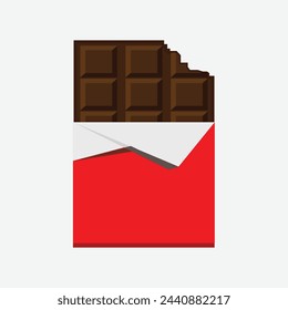 Chocolate bar icon. Chocolate bar bitten with pieces. Flat illustration of chocolate bar vector icon for web design. Vector illustration. Eps file 251.