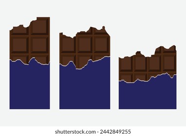 Chocolate bar icon. Chocolate bar bitten with pieces. Flat illustration of chocolate bar vector icon for web design. Vector illustration. Eps file 259.