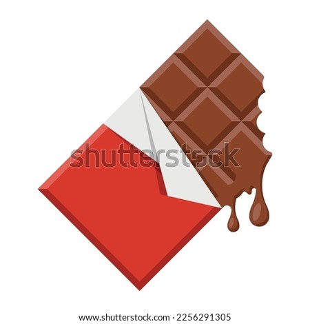 Chocolate bar icon. Chocolate bar bitten with pieces. Vector illustration. Eps 10.