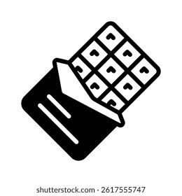 Chocolate bar icon creatively designed in glyph style