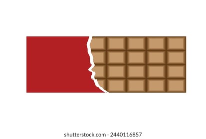 Icono de la barra de chocolate . Barra de sabor oscura abierta. Ilustración de dibujos animados aislados