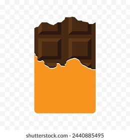 Chocolate bar icon. Dark Opened Taste Bar. Chocolate bar bitten with pieces. Dark Chocolate bar icon, modern minimal flat design style. Vector illustration. Eps file 248.