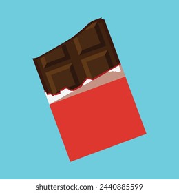 Chocolate bar icon. Dark Opened Taste Bar. Chocolate bar bitten with pieces. Dark Chocolate bar icon, modern minimal flat design style. Vector illustration. Eps file 249.