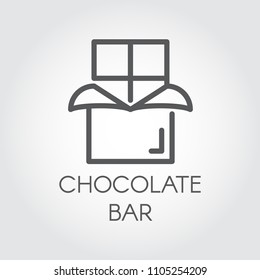 Chocolate bar icon. Dessert food line logo. Sweet snack graphic pictograph. Cocoa product in outline design. Vector illustration for grocery stores, menu, price, thematic sites and mobile apps