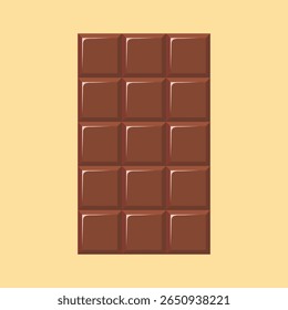 Chocolate bar icon in flat design. Simple vector illustration of a chocolate bar. Perfect for sweet treats, dessert, and confectionery designs.