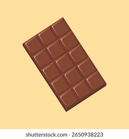 Chocolate bar icon in flat design. Simple vector illustration of a chocolate bar. Perfect for sweet treats, dessert, and confectionery designs.