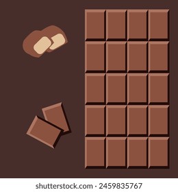 Chocolate bar icon. Flat illustration of chocolate bar vector icon for web design