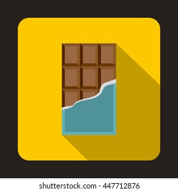 Chocolate bar icon in flat style with long shadow. Sweets symbol