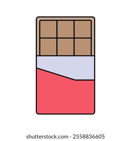 Chocolate Bar Icon Illustration perfect for designs with a fast food theme