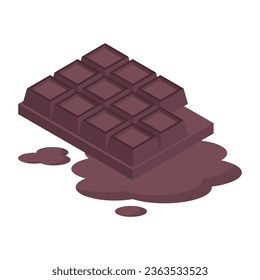 Icono de barra de chocolate en estilo isométrico 