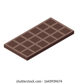 Chocolate bar icon. Isometric of chocolate bar vector icon for web design isolated on white background
