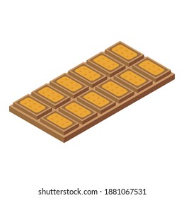 Chocolate bar icon. Isometric of chocolate bar vector icon for web design isolated on white background