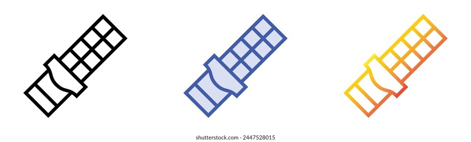 chocolate bar icon. Linear, Blue Fill and Gradient Style Design Isolated On White Background