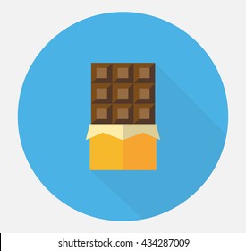 Chocolate Bar Icon with long shadow. Flat design 