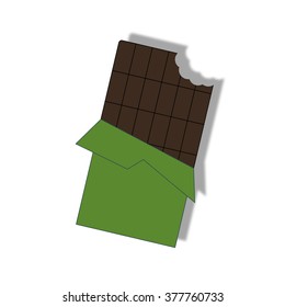 Chocolate bar icon on the white background. Vector illustration