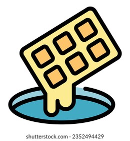 Chocolate bar icon outline vector. Candy food. Egg cake color flat