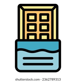 Chocolate bar icon outline vector. Food cocoa. Sweet liquid color flat