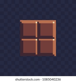 Chocolate bar icon. Pixel art flat style. 8-bit. Isolated vector illustration.