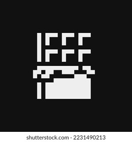Chocolate bar icon. Pixel art flat style emoji. Red wrapped chocolate 1-bit. Isolated vector illustration.	