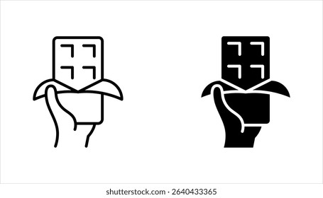 Chocolate bar icon set, opened chocolate, Chocolate bar simple vector illustration on white background