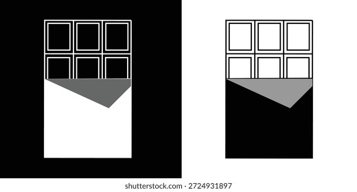 Conjunto de ícones de barra de chocolate, chocolate aberto, ilustração vetor simples de barra de chocolate no fundo branco eps 10