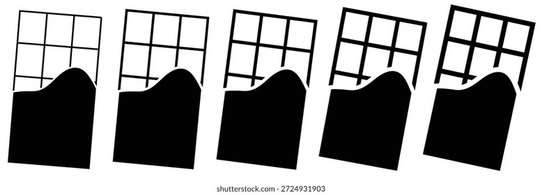 Conjunto de ícones de barra de chocolate, chocolate aberto, ilustração vetor simples de barra de chocolate no fundo branco eps 10