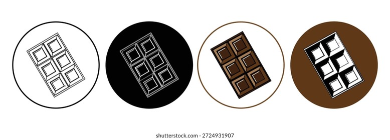 Chocolate bar icon set, opened chocolate, Chocolate bar simple vector illustration on white background eps 10