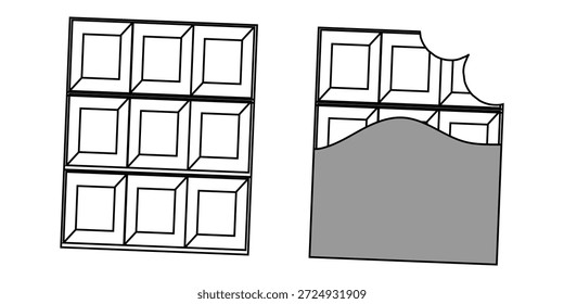 Conjunto de iconos de barra de chocolate, chocolate abierto, Ilustración vectorial simple de barra de chocolate sobre fondo blanco eps 10