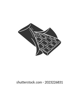 Chocolate Bar Icon Silhouette Illustration. Cacao Dessert Vector Graphic Pictogram Symbol Clip Art. Doodle Sketch Black Sign.