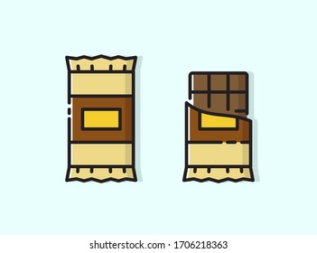 Chocolate bar icon. Sweets in vector in a flat style.